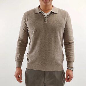 Jakamen Tan Qrt Zip Knit Textured Pullover